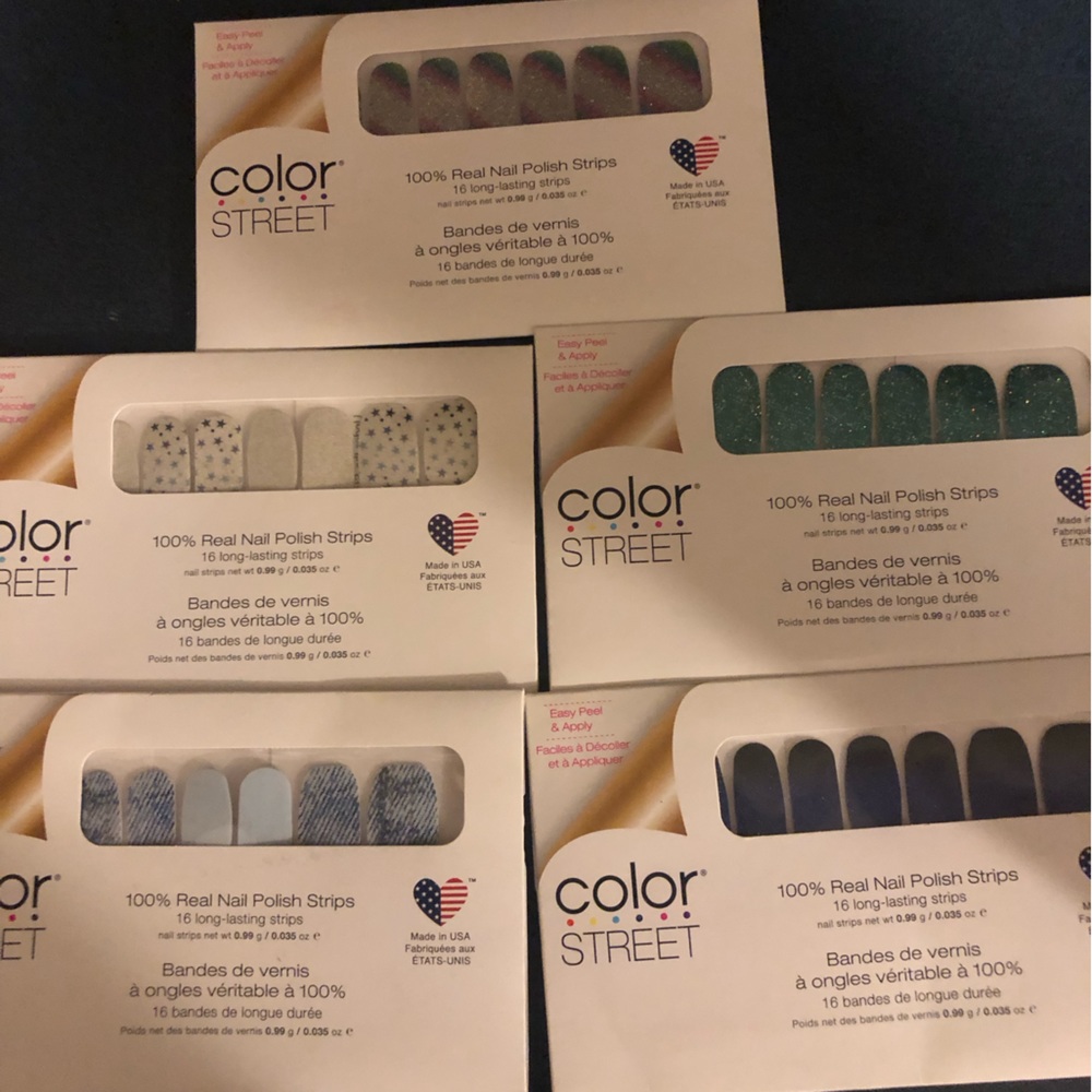 Lot of 5 color street nail polish strips